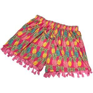 Simply Southern Drawstring Shorts Pineapple‎ Tassel Women's L/XL Novelty Print